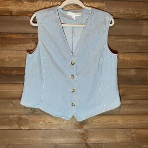 CATO White Light Blue PinStripe Denim Vest Women’s Size XL